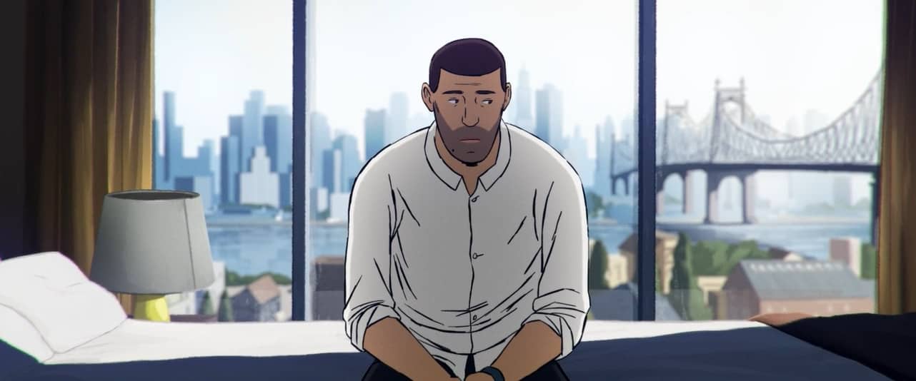 An animated man sits in a city bedroom in this image from Final Cut for Real