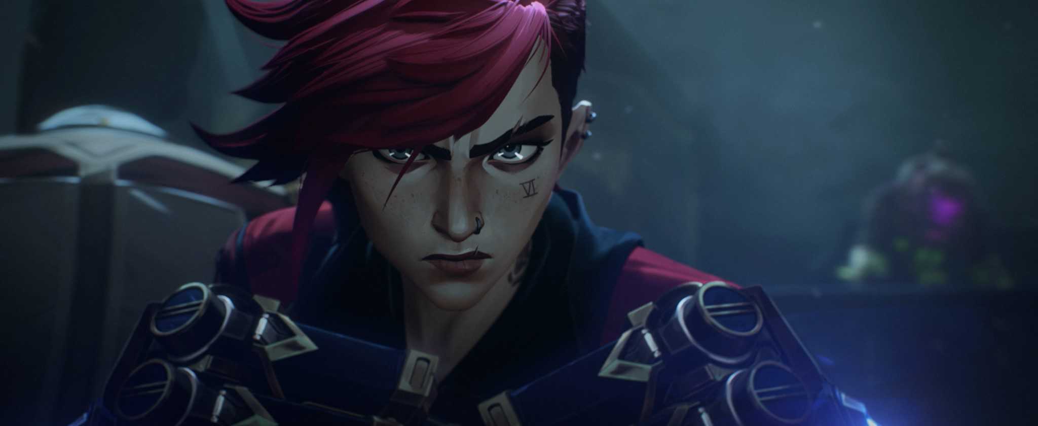 A CGI young woman with red hair holds up her fists in this image from Riot Games.