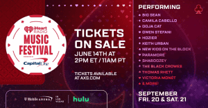 The 2024 iHeartRadio Music Festival lineup and ticket advertisement from iHeartMedia, Inc.