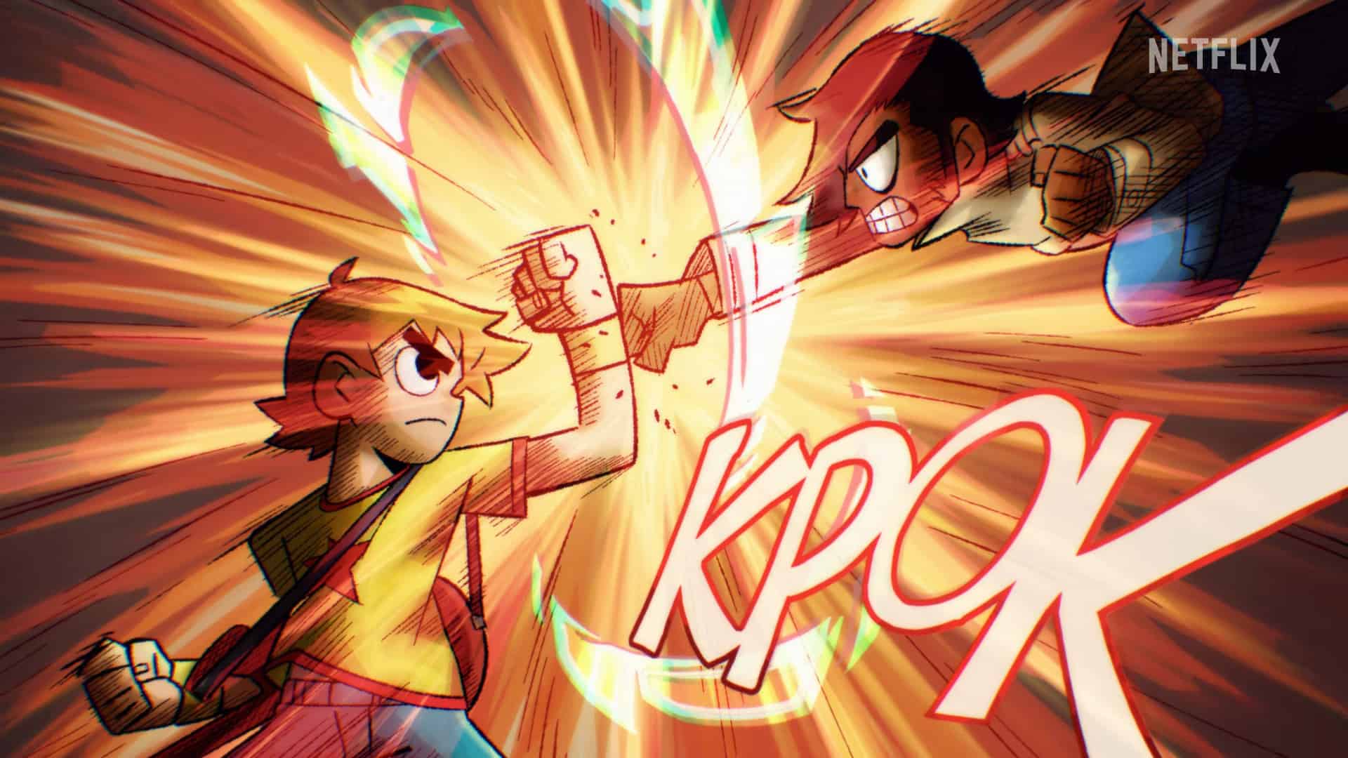 Two animated boys fist fight in this image from Marc Platt Productions.