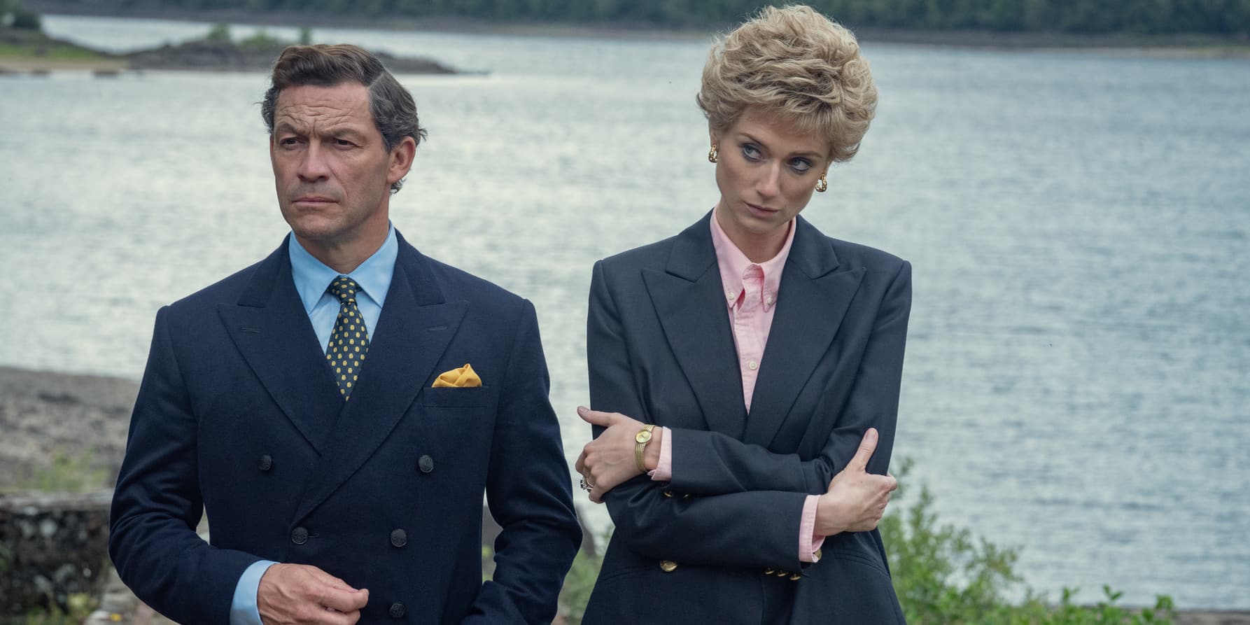 A man and a woman stand before a lake in this image from Sony Pictures Television.