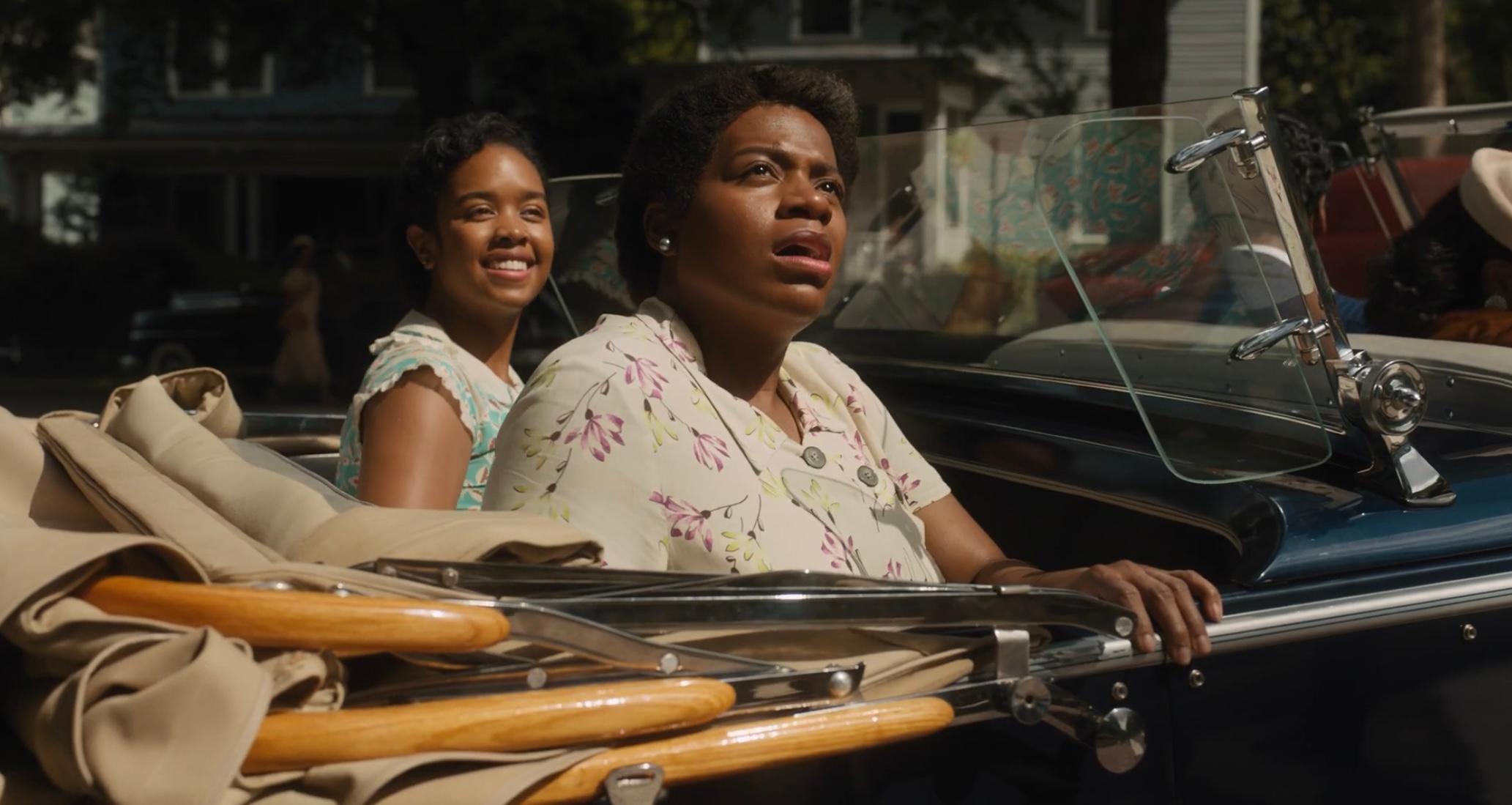 Two women in a convertible in this image from Amblin Entertainment.