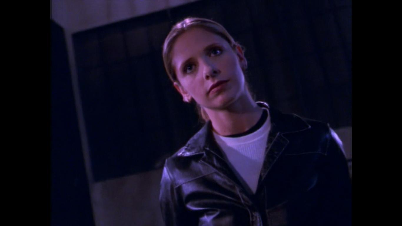 A woman in a leather jacket in this image from Mutant Enemy.