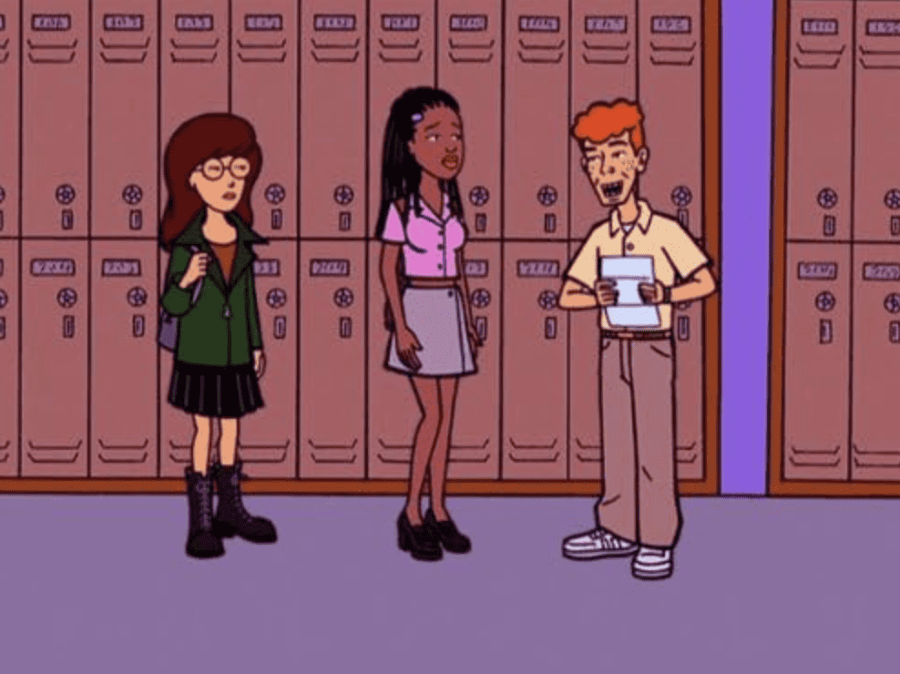  A trio of animated high school students stand in front of their lockers in this photo from MTV Animation.