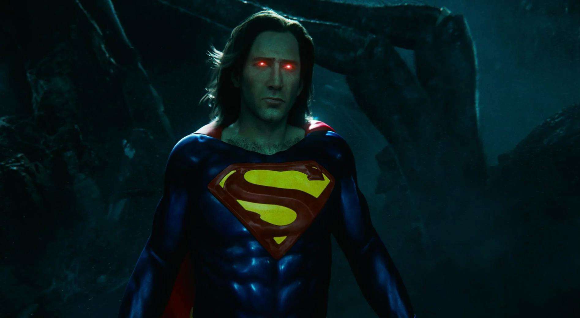 Superman with glowing red eyes in this photo from DC Entertainment