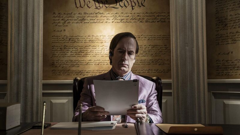 A man sits in a lawyer’s office decorated with the Declaration of Independence in this image from High Bridge Productions.