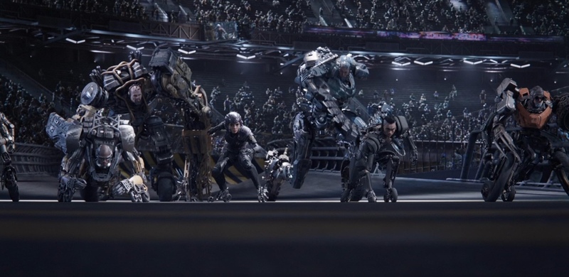 A group of cyborgs race for a crowd in this image from 20th Century Fox.
