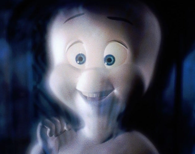 A friendly-looking ghost smiles in this image from Amblin Entertainment.