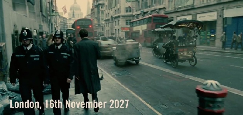 A dreary-looking London is revealed to be the future in this image from Strike Entertainment.