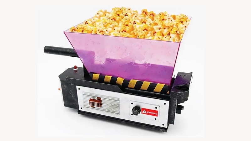 A ghost trap from “Ghostbusters” as a popcorn bucket in this image from AMC.