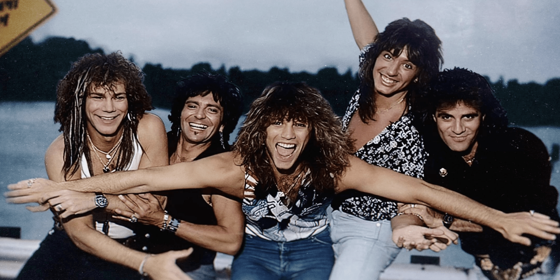 Bon Jovi on a boat in this image from Religion of Sports.