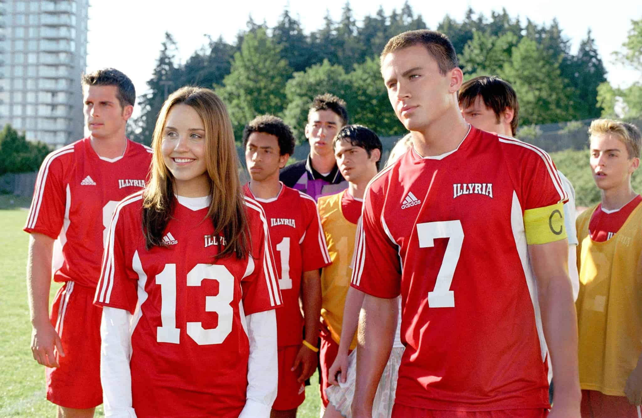 A girl plays on a boys’ soccer team in this image from DreamWorks Pictures.