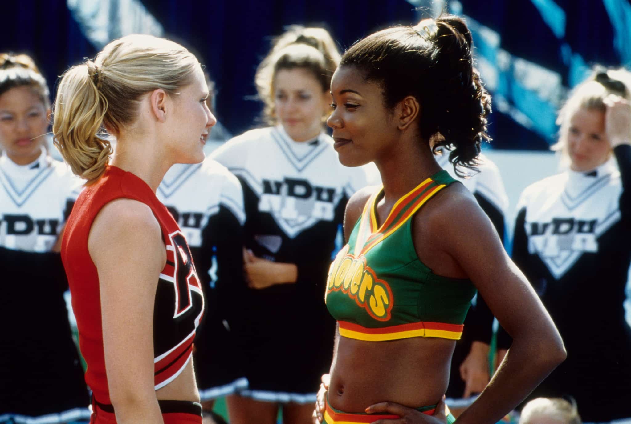 Two cheerleaders face off in this image from Beacon Pictures.